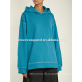 Blau mit Kapuze fallen Schulter Baumwolle Sweatshirt OEM / ODM Herstellung Großhandel Mode Frauen Bekleidung (TA7022H)